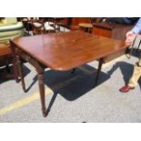 A mid 20th century mahogany Pembroke table with a single drawer on turned legs, 30 1/2" x 41"