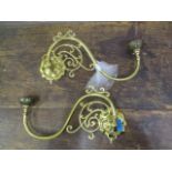 A pair of Art Nouveau style brass wall lights converted to electricity