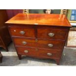 A Georgian mahogany inlaid chest of two short and two long drawers, 36"h x 35 1/2"