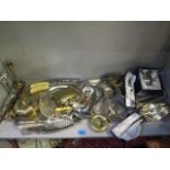 A mixed lot of mainly silver plate to include a twin handled tray