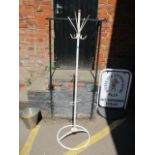 A mid 20th century white painted hat/coat stand, 70 1/2"h