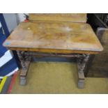 A Victorian walnut quarter cut veneered side table, standing on candy twist legs with scrolled