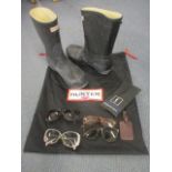 A pair of Hunter Carnaby Boa short boots, UK size 8, with branded bag, together with four pairs of