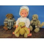 A 1970's Tiny Tears doll in good condition together with an Atlas Heritage collectors teddy bear and