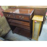 A reproduction mahogany bookcase, together with an oak CD rack