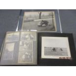 D Comley British Motor Cycle Racing club photograph album 1960s and a framed picture