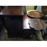 Mixed furniture to include a small gate leg table, two occasional tables and a hinged top cabinet