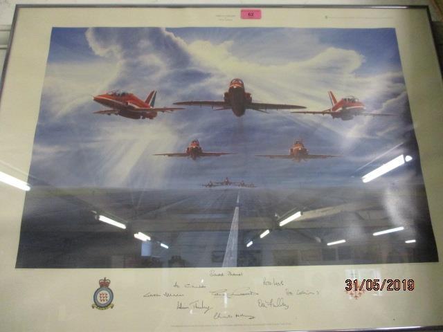 A framed and glazed Red Arrows picture limited edition, signed by the artist