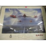 A framed and glazed Red Arrows picture limited edition, signed by the artist