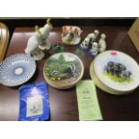 A mixed lot to include David Shephard collectors plates, a Lamonosov plate, two Holmegaard
