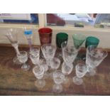 Mixed glassware to include two 20th century air twist glasses, Thomas Webb, Brierley and others