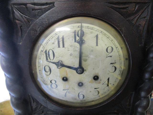 A late Victorian/early 20th century oak cased, longcase clock with key and pendulum - Image 2 of 4