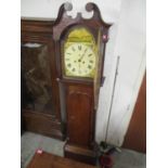 A 19th century oak longcase clock with a painted dial and 30hr movement