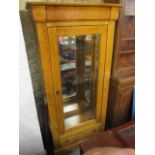 A modern French style cherry wood display cabinet having single glazed door with drawer below 71"h x