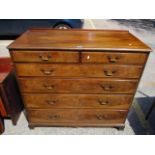 An early 20th century mahogany chest of two short and four graduating drawers, 43"h x 46"w