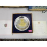 A sterling silver Churchill Centenary Trust limited edition plate serial number 296 with certificate