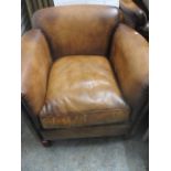 Two modern leather club John Lewis Canford armchairs