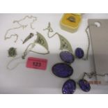 A silver and abalone necklace and miscellaneous jewellery to include a yellow metal chain A/F