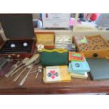Games and toys to include a labyrintspel ball game, Britex microscope specimen slides, Scalextric