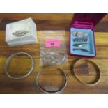 A selection of silver and costume jewellery to include two silver and a 9ct gold a 9ct gold with