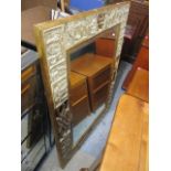 A modern large painted wall mirror having gilt highlights, pierced frame and bevelled glass 45 1/2"h
