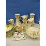 Eight pieces of Carlton ware Etna, a Carlton ware fruit bowl and a Masons style butter dish with lid