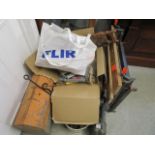 A mixed lot of tools to include a Black and Decker 62 Workmate and other items