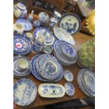 A quantity of blue and white china to include ginger jars, Booths 'Real Old Willow' and Royal