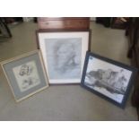 Three pencil drawings to include Fred Williams - A South Coast scene, 19th century British