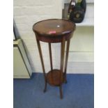 An Edwardian mahogany inlaid, two tier plant stand, 26 1/2"h
