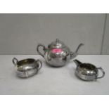 A James Deakin & Sons electroplated Britannia metal three piece tea set