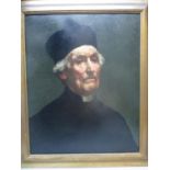 Frederick M Bares - a head and shoulder portrait of a priest, oil on canvas, 21 1/2" x 17" with a