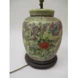 An early 20th century Japanese porcelain ginger jar converted into a lamp