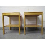 Two, late 20th century Jack Christmas, occasional tables, one maple with a slatted undertier, on