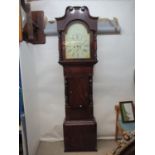 A Victorian Cornish mahogany longcase clock with a painted dial, subsidiary seconds and date,