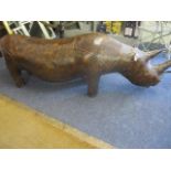 A large leather Harrods rhinoceros manufactured as a foot stool, possibly purchased in the 1970s,