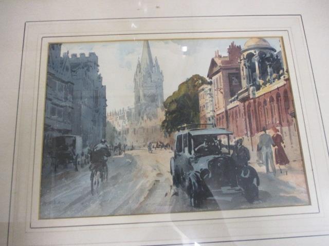 A mixed lot to include a view of Oxford high street, watercolour, a wrought and cast iron scales and - Image 2 of 3
