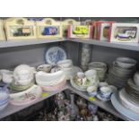 Two Chinese blue and white tea bowls, together with mixed 20th century tableware to include Coalport