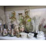 Mixed ceramics to include cornucopia vases and mixed items to include a Parker 45 pen set