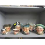 A quantity of Royal Doulton character jugs to include 'Long John Silver'