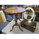 A Victorian walnut writing box, a white painted dressing table swing mirror, and a twin pedestal