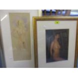 A pastel of a nude, together with another nude, signed D Barker