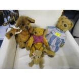 A Chad Valley vintage jointed teddy bear with plastic amber eyes, a Naomi Laight jointed collector's
