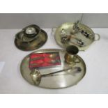 A mixed lot of silver plate and silver to include a German bottle stopper