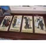 A set of eight Maw & Co majolica painting tiles making a set of four pictures to include '