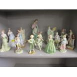 Mixed china figures to include a Coalport figure entitled 'Serenade' and Doulton figures (several