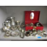 Silver to include a silver Armada style dish, sugar tongs, a pierced dish and a twin handled cup and