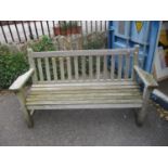 A teak garden bench