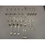 A selection of silver spoons and forks - twenty four spoons, four forks and one knife, 530g