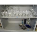 A quantity of cut drinking glasses, decanters and other table glass, along with art glass to include